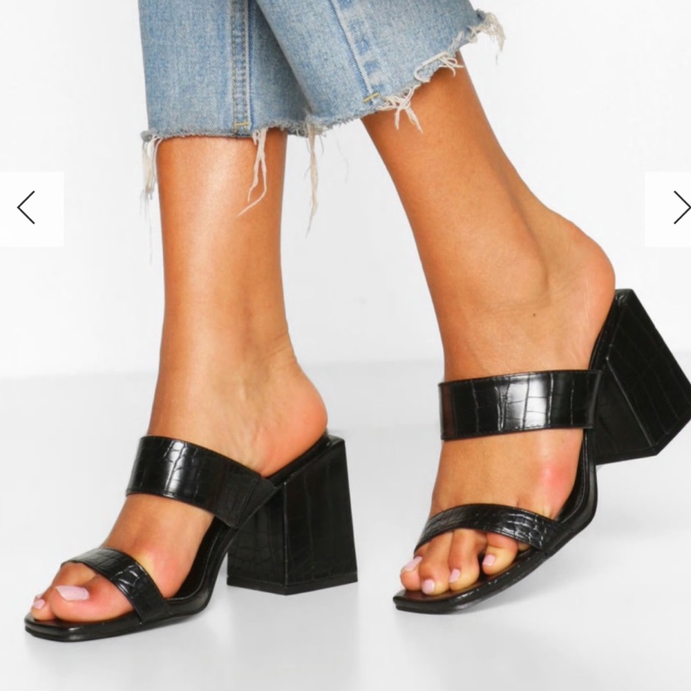 NWOT square toe croc mules